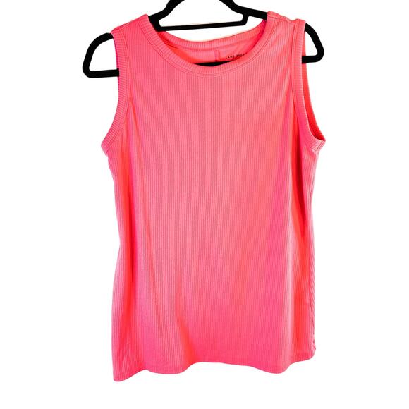 Y2K Coral Ribbed Tank Top Lane Bryant 18/20 Plus Size Sleeveless Core Basic - Picture 2 of 3